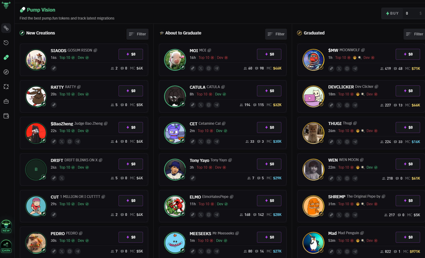 BullX.io, DEX trading platform, cryptocurrency trading, Pump Vision, airdrop program, tokenomics, meme coins, blockchain technology, security features, referral program.